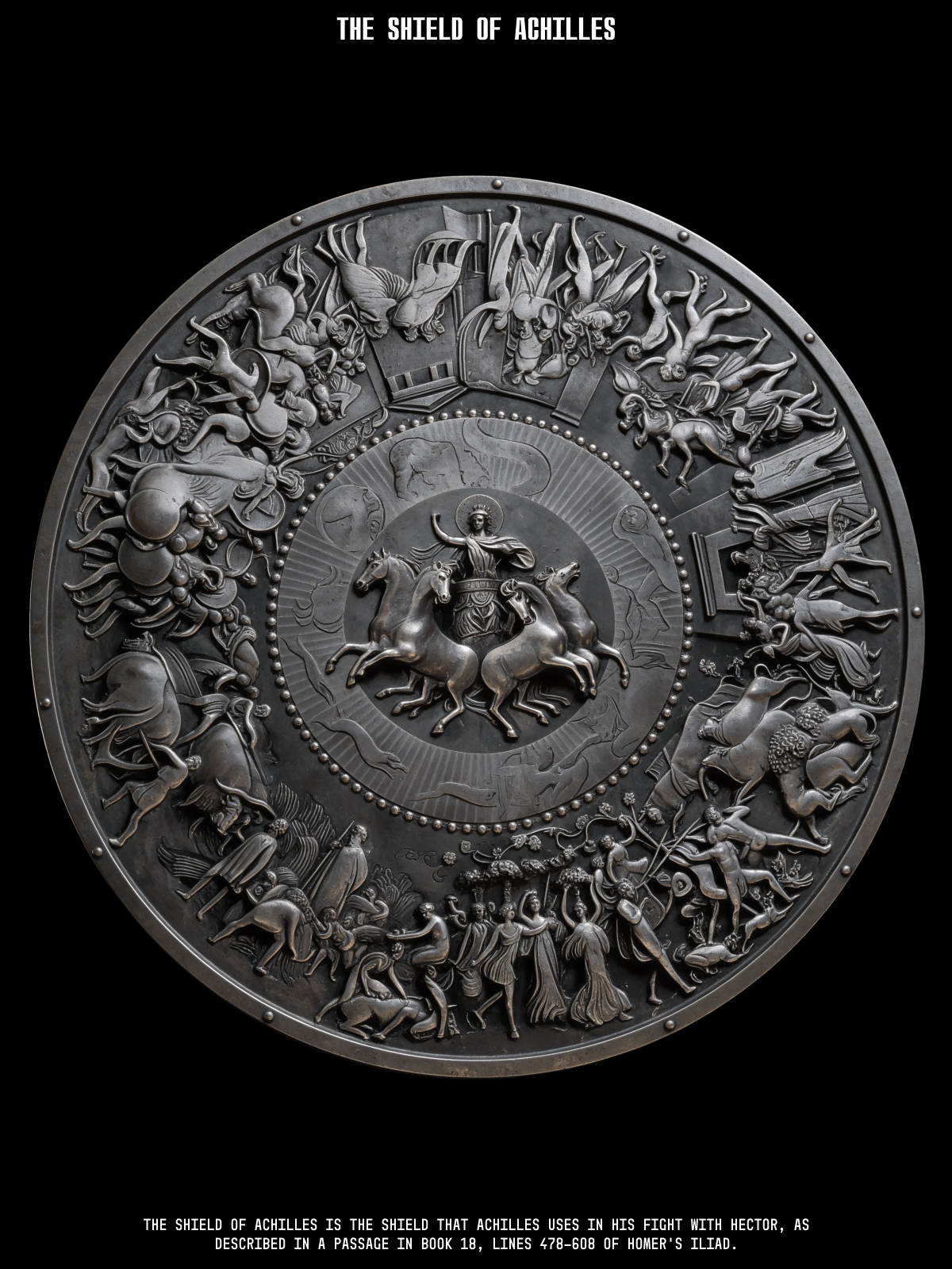 The Shield of Achilles engraving close-up